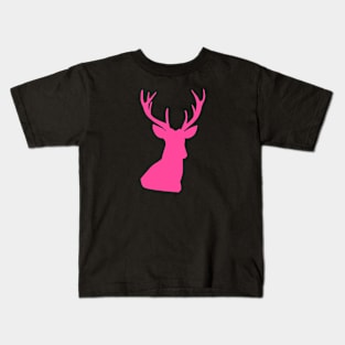 Deer Head Silhouette Skull Hot Pink Color Kids T-Shirt